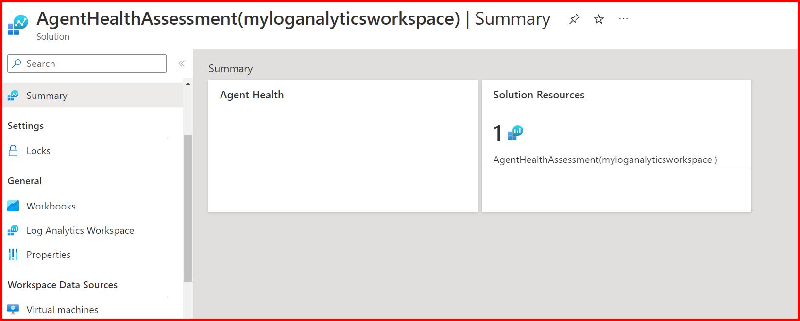 Picture showing the summary of Azure Log Analytics Agent Health solution